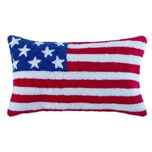 Transpac Polyester 24" Red White and Blue 4th of July Patriotic Rectangular Flag Pillow - 1 of 2