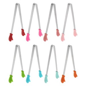 Unique Bargains Stainless Steel with Silicone Tips Cooking Food Tongs 8 Pcs - 1 of 4