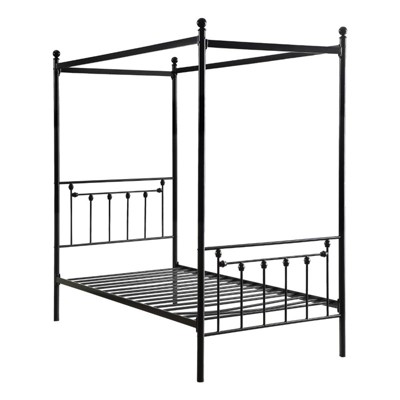 Chelone Twin Metal Canopy Platform Bed in Black - Lexicon