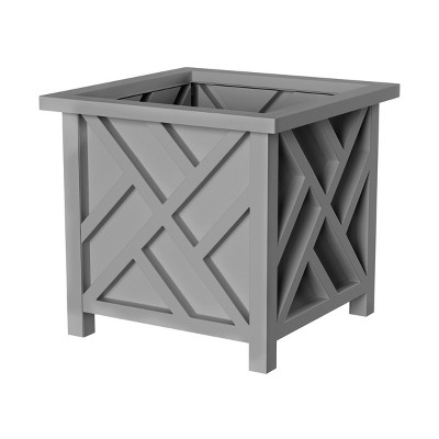 14.75-Inch Gray Polypropylene Lattice Design Outdoor Planter Box