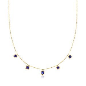 Pure Collection by Ross-Simons 2.00 ct. t.w. Multi-Shaped Lab-Grown Sapphire Necklace in 18kt Gold Vermeil Size 16 - 1 of 4