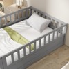 TiramisuBest Twin Size Wooden Floor Bed with Safety Barrier & Door, Secure Kids Floor Bed Frame with Integral Construction, White - 3 of 4