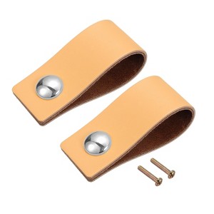 Unique Bargains Leather Dresser Drawer Door Cabinet Knobs and Pulls 2.5"x1.1" 2 Pcs - 1 of 4