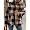 Womens Coat Double Fleece Plaid Button Down Collar Pocket Coat - 4 of 4