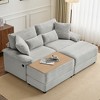 74"W Sectional Sofa Couch with Reversible Ottoman, Soft Corduroy Fabric Loveseat with Storage Ottomans & USB Port - ModernLuxe - 2 of 4