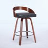 Bar Stools Set of 2, Swivel Bar Height Stools with Low Back, Wood Bar Chairs with Soft Cushion Seat, 25-Inch Seat Height (Black) - 3 of 4