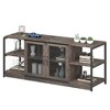 Tv Stand for 65+ Inch TV with Open Storage Shelves, Industrial Entertainment Center with Storage Cabinet and Mesh Door, for Living Room, Bedroom - 2 of 4