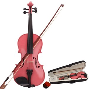 AZL1 Life Concept Orchestral String Instruments 1/2 Size Acoustic Violin Complete Set with Case Bow and Rosin for Beginners, Pink, 27.95"*8.66"*4.72" - 1 of 4