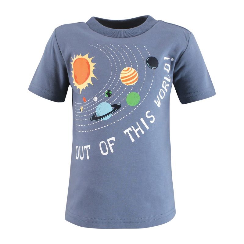 Hudson Baby Infant and Toddler Boy Short Sleeve T-Shirts, Solar System Shark, 3 of 8