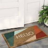 1'6"x2'6" 'Hello' Bright Block Faux Coir Doormat Beige - Room Essentials™: Outdoor Welcome Mat, High Pile, All-Weather - 2 of 4