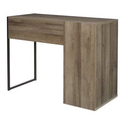 Contemporary Grey Oak 40" Home Office Desk with Drawer and Open Storage