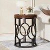 Hommoo Round End Table, Industrial Side Table with Metal Hollow Frame - 4 of 4