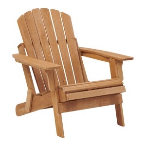 Okak Oversized Patio Folding Adirondack Chair Wooden Accent Chair for Porch,Garden&Backyard,Outdoor Lounge Chair,330lbs Max - 1 of 4