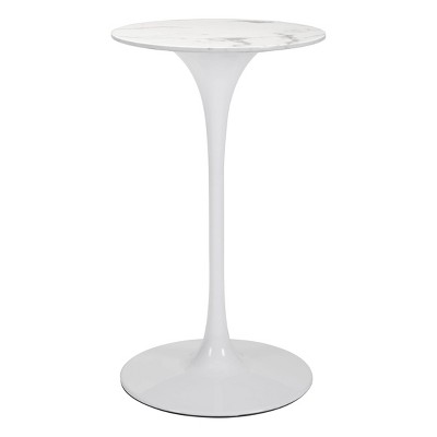 43" Modern Faux Marble Round Pub Table White - ZM Home