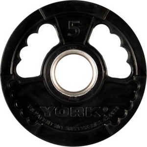 York Barbell G2 Thin Line Olympic Weight Plates with Easy Grab Handles Durable Rubber Coated Fitness Equipment - 1 of 1