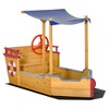 JUJABU Children's Wooden Outdoor Sandbox with Cover, Rudder, Storage Bench and Seat for Kids Ages 3-8 Years Old - 2 of 4