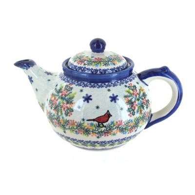 Blue Rose Polish Pottery Winter Cardinal Teapot