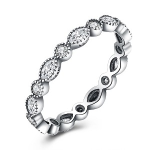 Lucy Eternity Ring Wedding Band Cz Antiqued Silver Womens Ginger Lyne Collection - 1 of 4