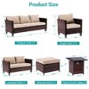 Sonkuki 7 Pieces Patio Sofa with Square Fire Pit Table and Ottomans, Wicker Conversation Couch, Sand Cushion - 3 of 4