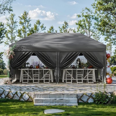 Pop Up Canopy Tent Heavy-Duty 210D Oxford Fabric Includes Roller Bag and 6 Sandbags, UV Protection for Beach and Party