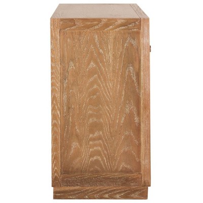 Rustic Oak and Beige Linen 3-Drawer Night Table