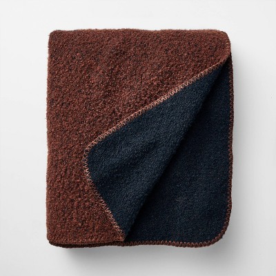 Asymmetric Colorblocked Boucle Throw Burgundy/Navy - Threshold™ designed with Studio McGee