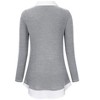 Women's Short Sleeve V-Neck Contrast Collared Shirts Patchwork Work Blouse Tunics Tops - 2 of 4