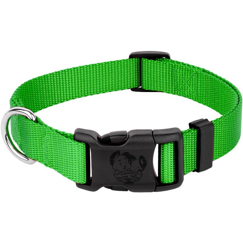 Country Brook Petz American Made Deluxe Hot Lime Green Nylon Dog Collar, Mini, 1 of 9
