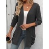 Coolmee Womens Long Sleeve Lightweight Open Front V-Neck Casual Cardigan Sweaters Outerwear with Pockets - 2 of 4