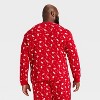 Men's Santa Print Ribbed Long Sleeve Holiday Matching Family Pajama Shirt - Wondershop™ Red - 2 of 4