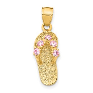 Black Bow Jewelry 14k Yellow Gold October Cubic Zirconia Birthstone Flip Flop Pendant - 1 of 4