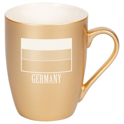 Elanze Designs Germany German Flag 10 Ounce Ceramic Laser-Etched Engraved Drinkware Mug, Metallic Vegas Gold
