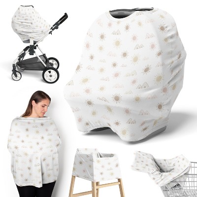 Image of Sweet Jojo Designs Girl 5-in-1 Multi Use Baby Nursing Cover Desert Sun Pink Gold and Taupe