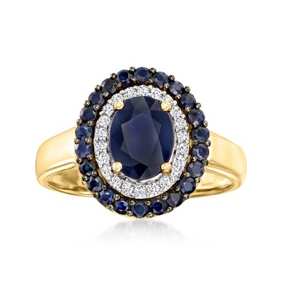 Ross-Simons 2.00 ct. t.w. Sapphire and .11 ct. t.w. Diamond Ring in 14kt Yellow Gold