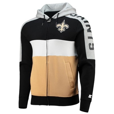 STARTER Mens New Orleans Saints Hoodie Sweatshirt, Black, Large