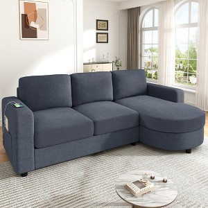 Whisen 84.6" Modern L-shaped Sectional Sofa & Couch with a Curved Chaise Lounge, Side Storage Pockets - 1 of 4