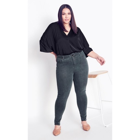 Arna York| Women's Plus Size Evie Skinny Jean - Smoke - 32 : Target