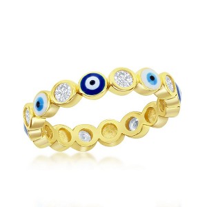 Bella Silver Sterling Silver CZ, Blue & White Enamel Evil Eye Eternity Ring  - Available Sizes:  9 ,  8 ,  7 ,  6 - 1 of 3