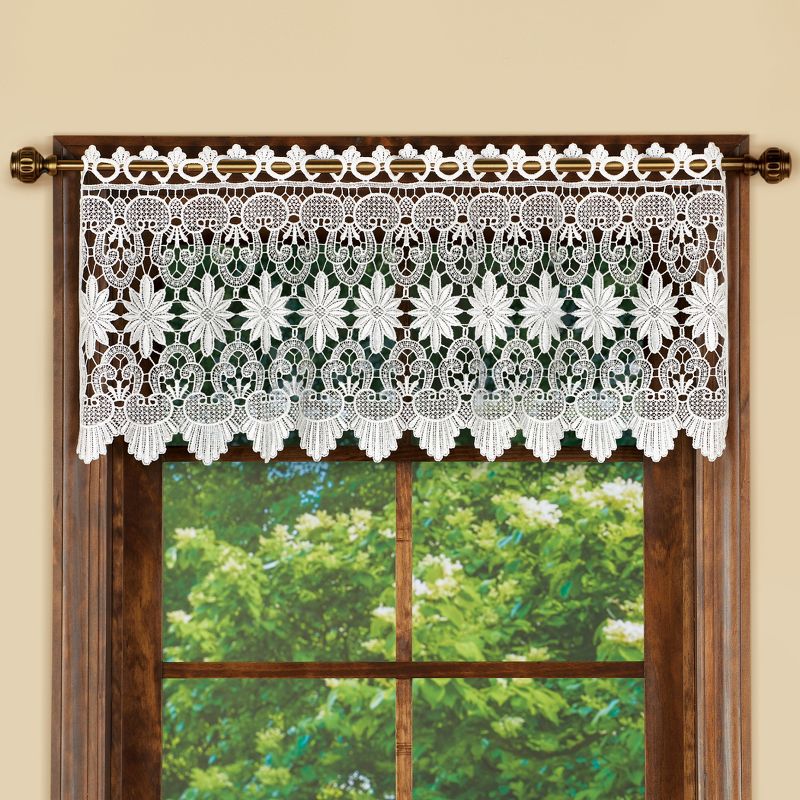 Collections Etc Macrame Curtain Scalloped Valance Window Topper for Bathroom, Bedroom, Kitchen, 2 of 3