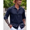COOFANDY Men's Casual Button Down Long Sleeve Shirt Linen Wrinkle Free Textured Shirt - 2 of 4