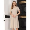 Hobemty Women's Pleated Knee Length Short Sleeve Work A-Line Dress - 4 of 4