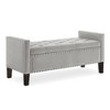 TUYOHW Upholstered Tufted Button Storage Bench with Nails Trim, Entryway Living Room Soft Padded Seat with Armrest, Gray - 2 of 4