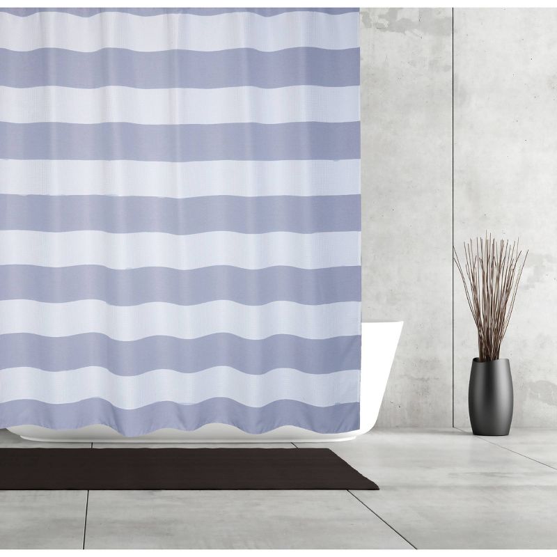 Queen Striped Waffle Linen Look Shower Curtain - Moda at Home, 1 of 4