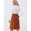 Allegra K Women's High Waist Elastic Back A-Line Belted Corduroy Midi Skirt with Pockets - image 4 of 4