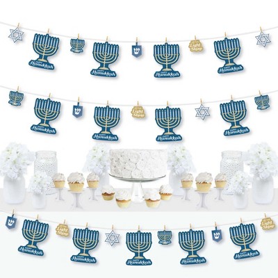 Big Dot of Happiness Happy Hanukkah - Chanukah DIY Party Decorations - Clothespin Garland Banner - 44 Pieces