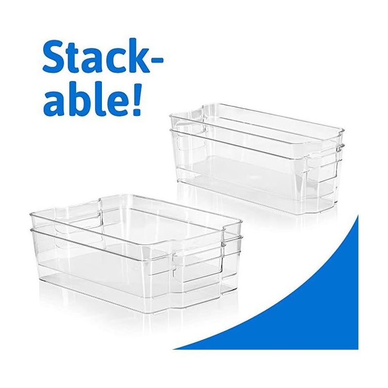 Refrigerator Bins for Food Storage - Multipurpose Stackable Clear Plastic Fridge Organizers with Handles and 4 Precut Shelf liners - HomeItUsa, 5 of 8