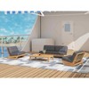 Spatial Balance Indoor Outdoor Set Ribbed Wood Coffee Table & Matching Fabric Seating Group - 4 of 4