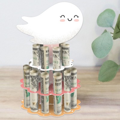 Big Dot of Happiness Pastel Halloween - DIY Pink Pumpkin Party Money Holder Gift - Cash Cake