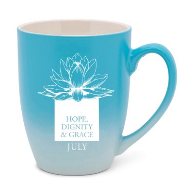 Elanze Designs Hope Dignity And Grace Two Toned Ombre Matte Teal and White 12 ounce Ceramic Stoneware Coffee Cup Mug