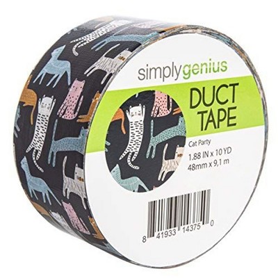 Simply Genius Pattern Duct Tape Heavy Duty, Colorful Craft Supplies for Kids & Adults DIY Projects, 1.8 in x 10 yards (Cat Party)